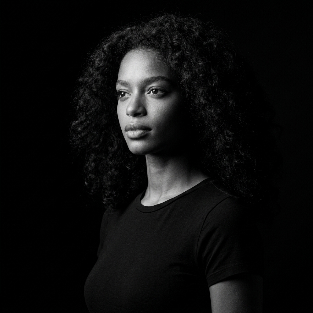 Black and White Cinematic Portrait AI Prompt
